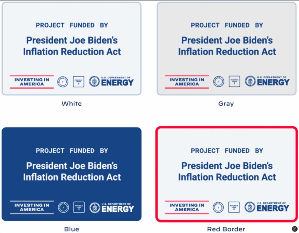 Signage design guidelines for the Inflation Reduction Act